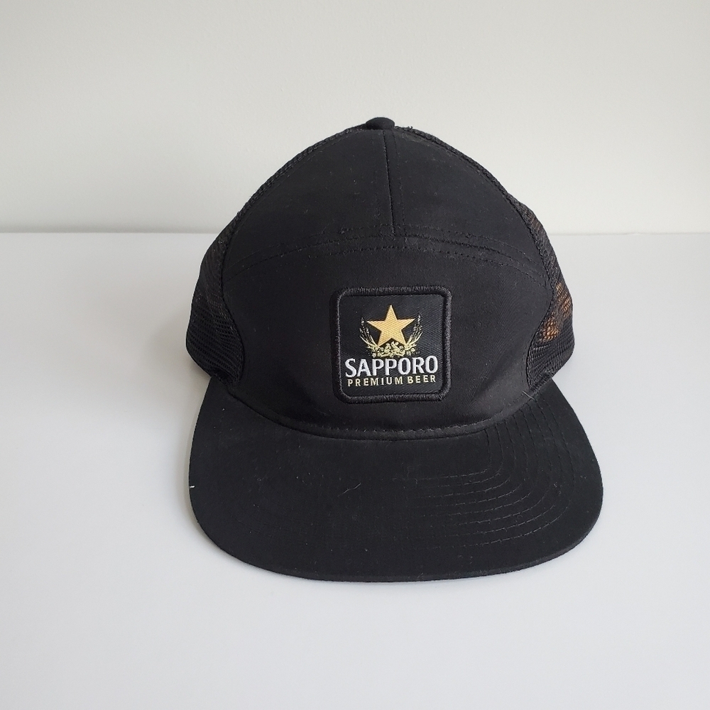 Vintage Rare Sapporo Premium Beer Black Trucker Hat